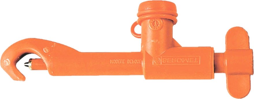 Catu - Pince laiton isolée PVC bleu. Serrage par ressort. Capacité de 18 à 38 mm.