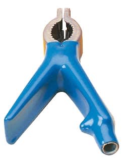 Catu - Pince laiton isolée PVC bleu. Serrage par ressort. Capacité de 18 à 38 mm.