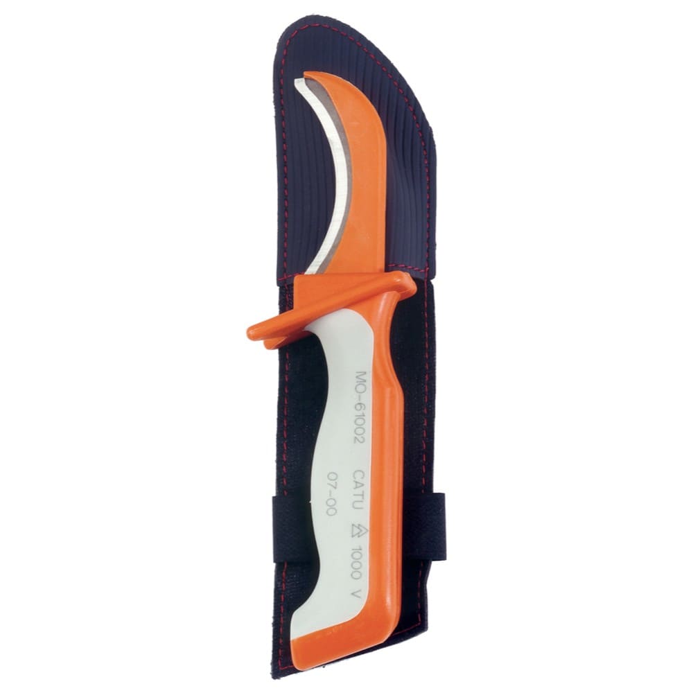 Catu - Couteau isolé. Longueur totale 180 mm. Lame courbe longueur 50 mm