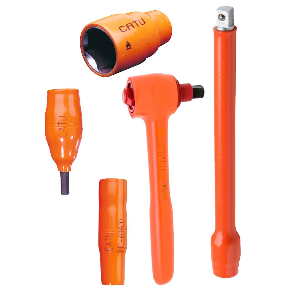 Catu - Coffret d'outils isolés 3/8",  clé à cliquet et 10 douilles