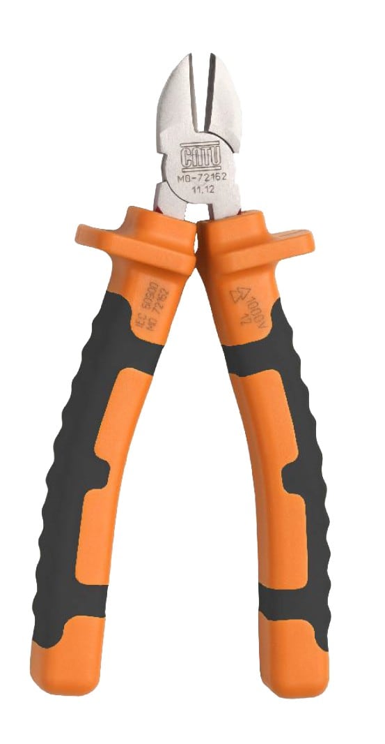 Catu - Pince coupante diagonale isolée bi-matière. Lg 160 mm. Coupe Ø 1,5 à 3 mm acier