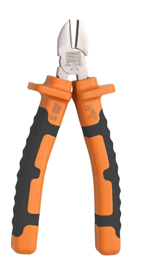 Catu - Pince coupante diagonale isolée bi-matière. Lg 160 mm. Coupe Ø 1,5 à 3 mm acier