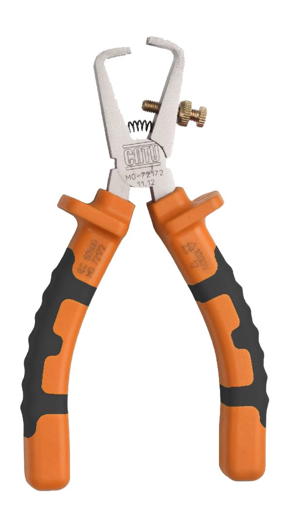 Catu - Pince à dénuder isolée bi-matière. Lg 160 mm. Sections 0,5-10 mm² cuivre et alu