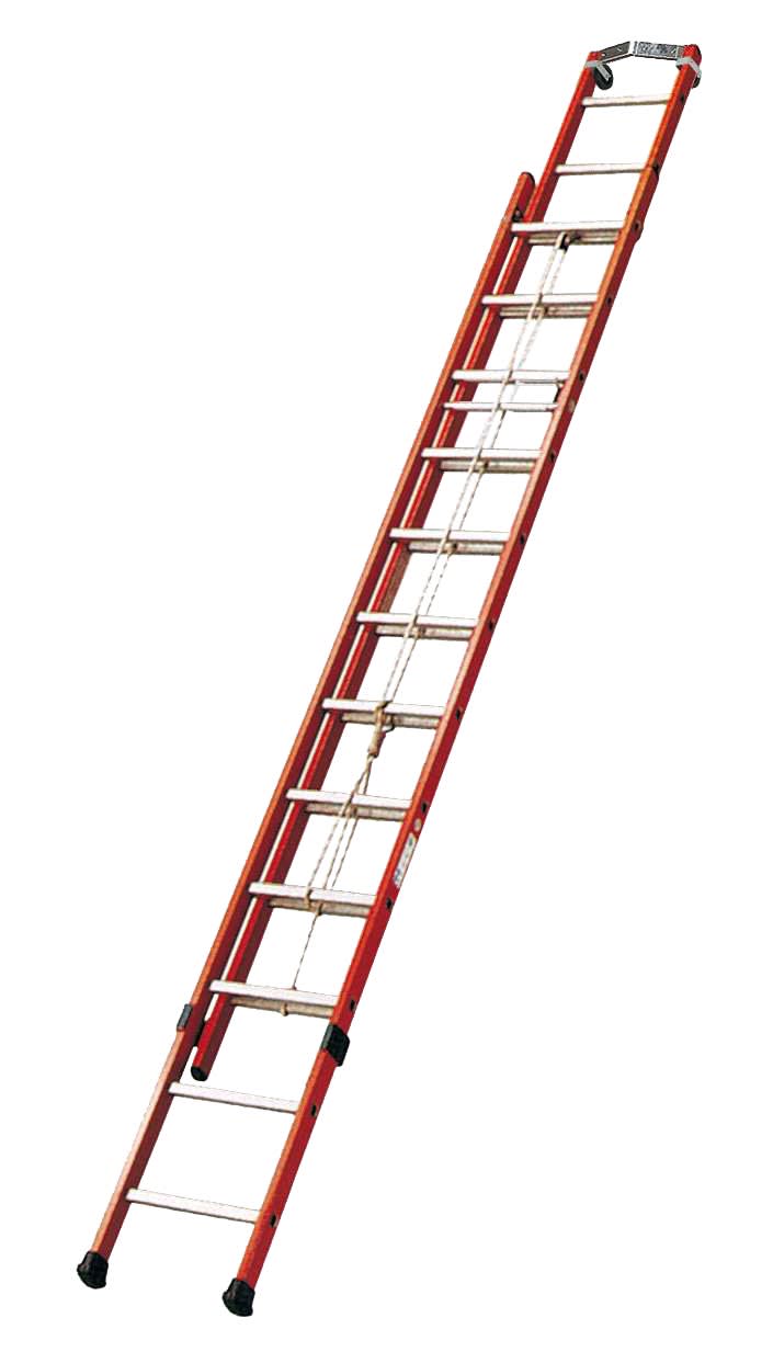 Catu - Echelle iso. 2 plans à coulisse à corde. Lg 3,53m, déployée 6,05m 2x12 échelons
