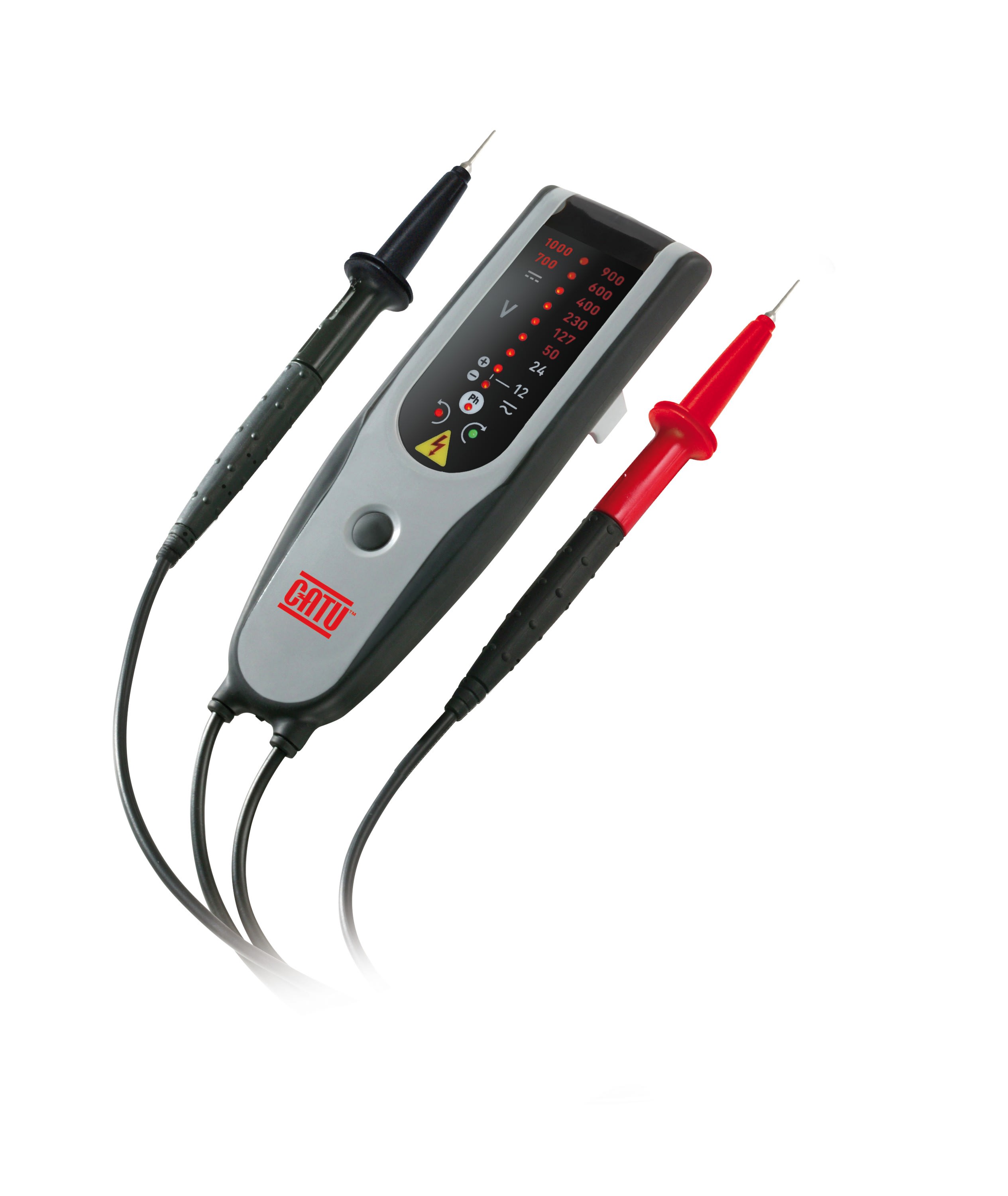 Catu - Détecteur BT LED 1000 V pointes Ø 2 mm : 12-900 V AC/12-1000 V DC, rot. de phase