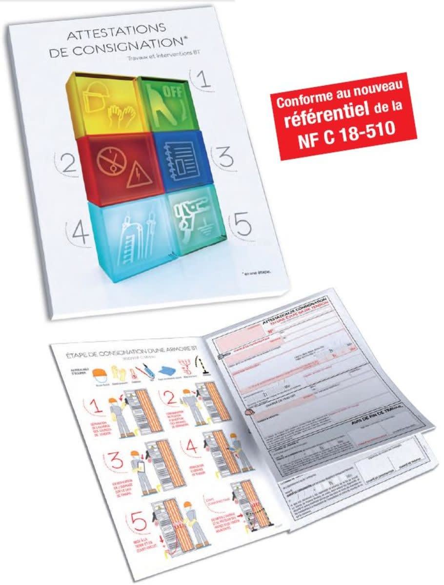 Catu - Carnet d'attestations de consignation en une étape, travaux et interventions BT.