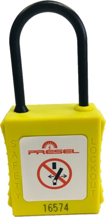 Catu - cadenas plastique jaune anse nylon 4mm clé aléatoire Z