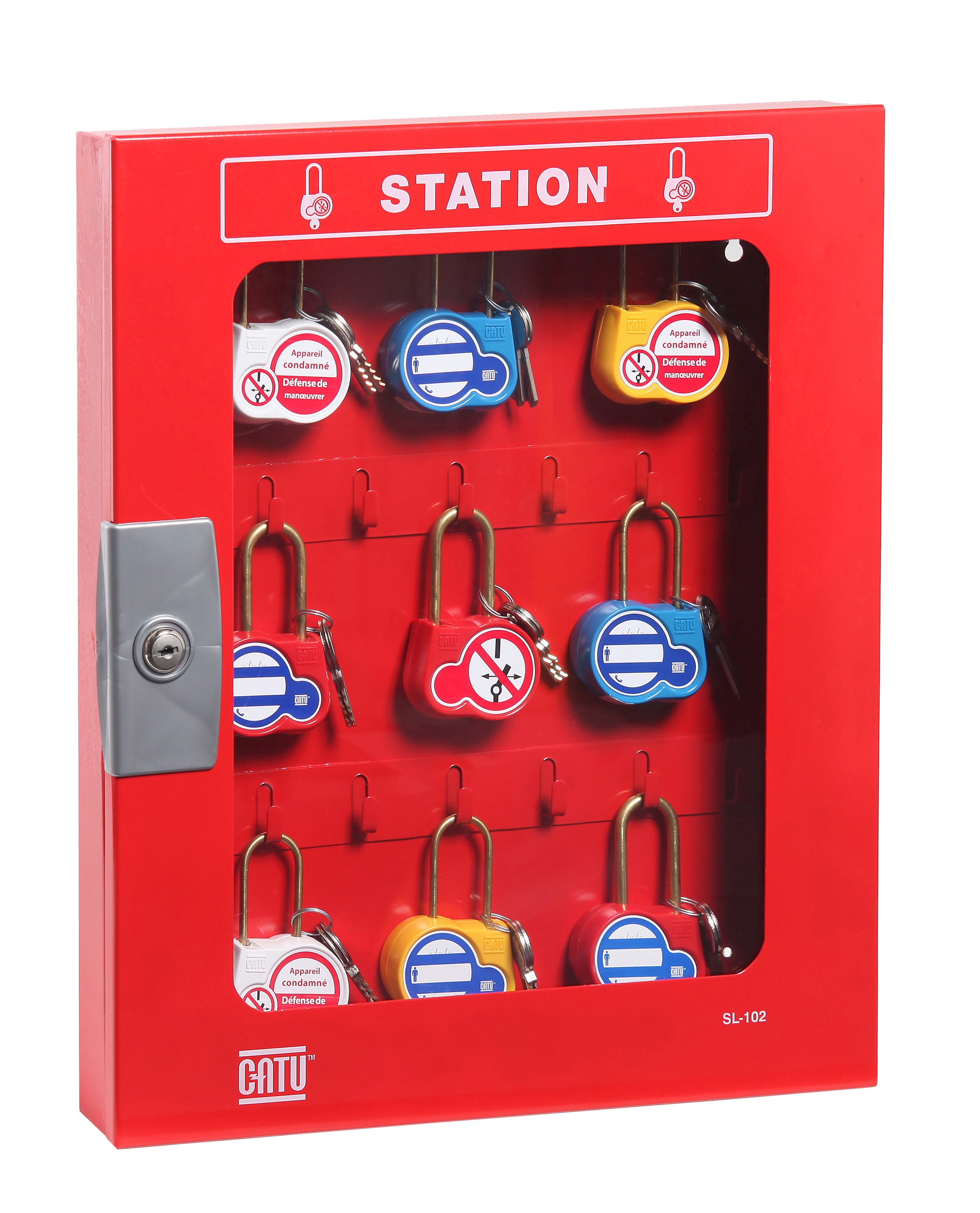 Catu - Armoire murale métal rouge pour rangement cadenas.