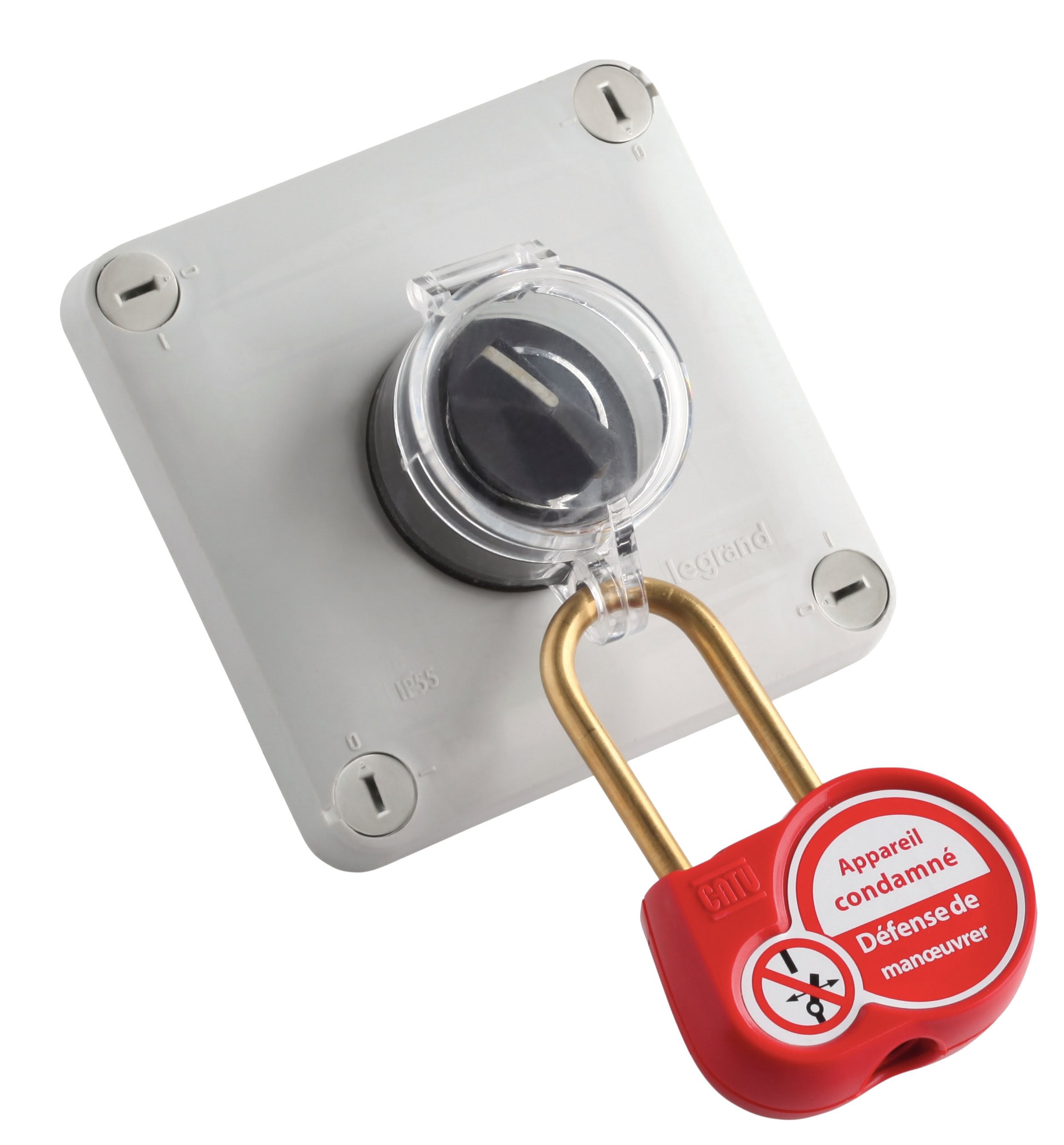 Catu - Capot de protection condamnant l?accès à des boutons poussoir.