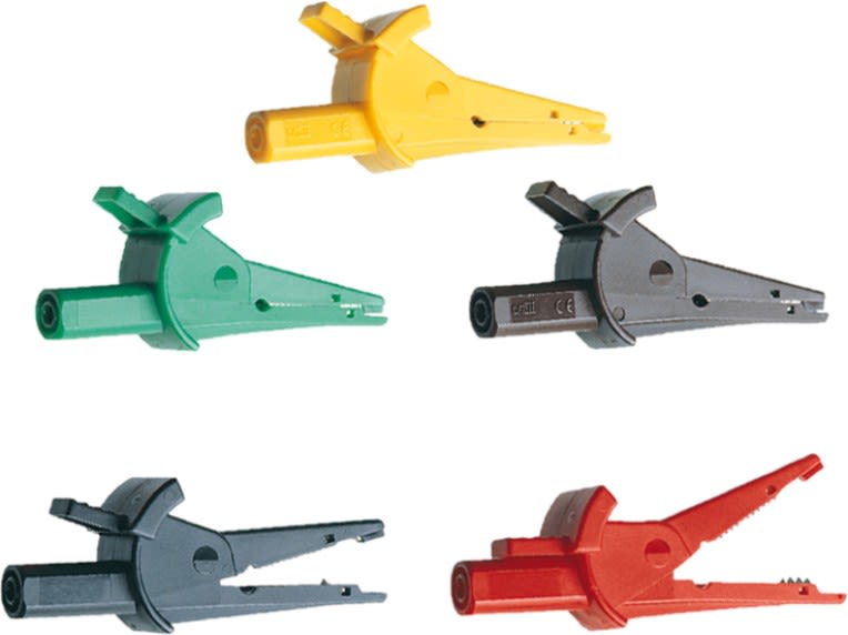 Catu - Pince crocodile de sécurité jaune IP2X, grande capacité de serrage