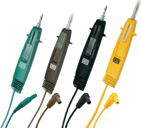 Catu - Pointe de touche de couleur noire à fourreau rétractable, connecteur coudé