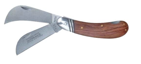 Catu - Couteau à 2 lames : 1 lame serpette et 1 lame droite.