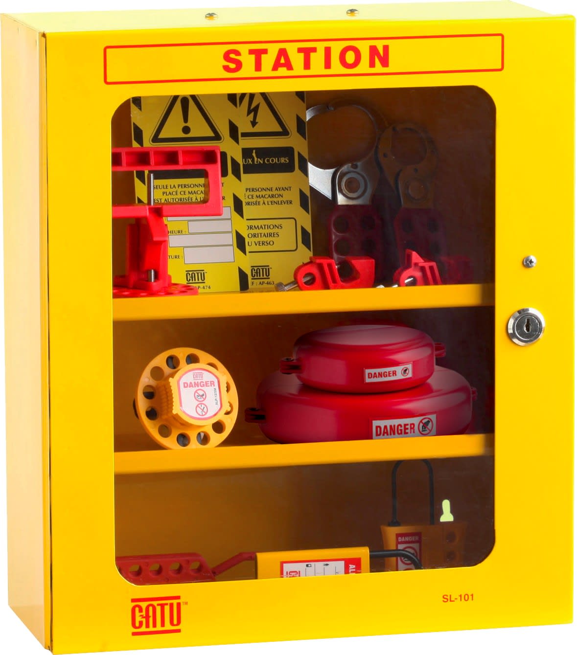 Catu - Armoire murale métal jaune pour rangement accessoires de consignation