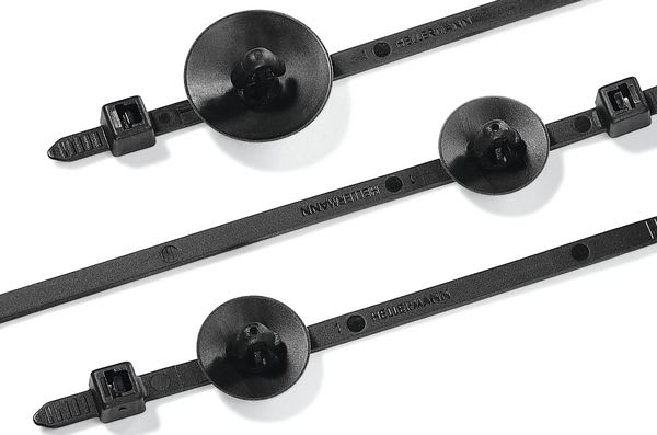 Hellermanntyton - Lanière de fixation à pied ancre 120 x 4.6 mm en PA66 noir - T50SSP