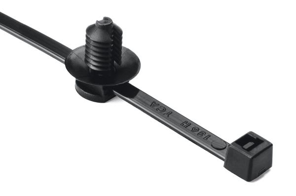 Hellermanntyton - Lanière avec pied sapin 200x4.6mm Øtrou 6.4 à 7.1mm en PA66HS noir - T50RFT6LG