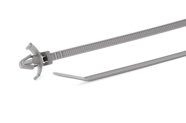 Hellermanntyton - Lanière avec pied sapin 228x4.6mm pour trou 12.2x6.2mm en PA46 gris - T80RFT6x12