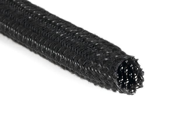 Hellermanntyton - Gaine tressée antibruit noire HEGSAS40BK diamètre 40 mm, rouleau de 25m