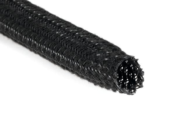 Hellermanntyton - Gaine tressée antibruit noire HEGSAS12BK diamètre 12 mm, rouleau de 100m