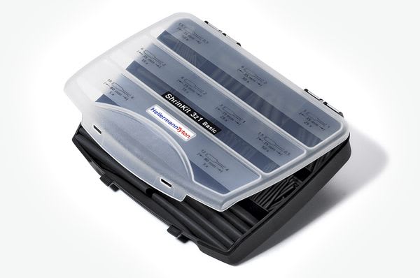 Hellermanntyton - Manchons thermorétractable en coffret SHRINKIT321 BASIC, rétreint 3:1, noir