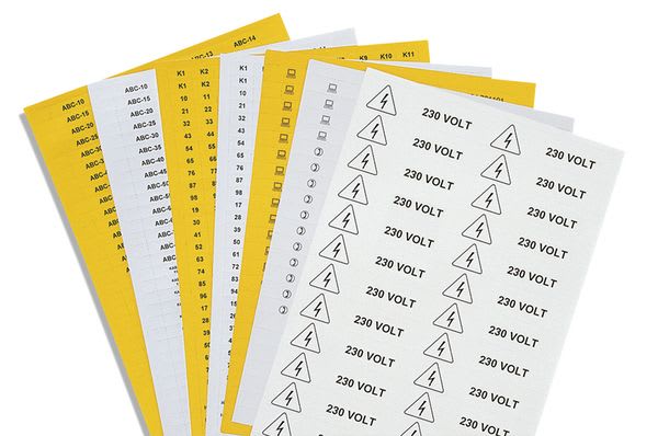 Hellermanntyton - Etiquettes non adhésive pour porte-étiquette HCR, format A4, Jaune/blanc, 12X210
