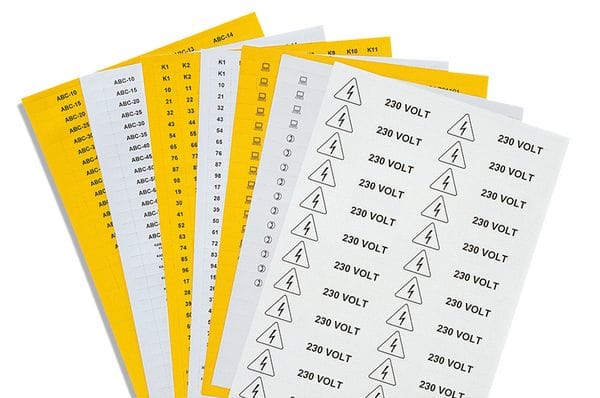 Hellermanntyton - Etiquettes non adhésive pour porte-étiquette HCR, format A4, Jaune/blanc, 24X210