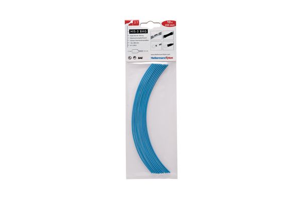 Hellermanntyton - Gaine thermorétractable  HIS-3-BAG 1,5/0,5, bleu, 10 longueur de 200mm en sachet