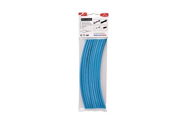 Hellermanntyton - Gaine thermorétractable  HIS-3-BAG 6/2, bleu, 10 longueur de 200mm en sachet