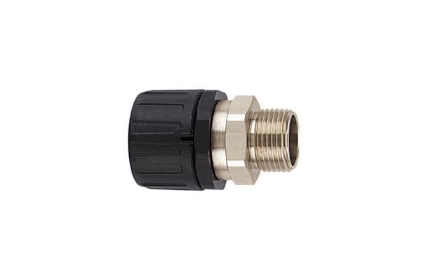 Hellermanntyton - Raccord droit HG-SM, Ø nominal 21, PG16, PA66/Laiton nickelé, noir, sachet 2 pcs