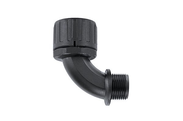 Hellermanntyton - Raccord coudé 90° HG-90, Ø nominal 13, PG9, PA66, noir, sachet 10 pcs