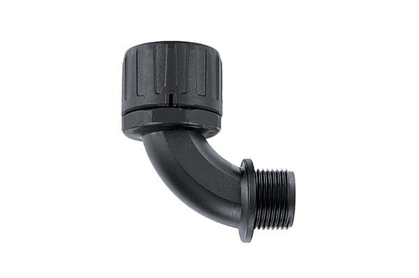 Hellermanntyton - Raccord coudé 90° HG-90, Ø nominal 28, M25, PA66, noir, sachet 10 pcs