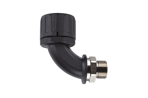 Hellermanntyton - Raccord coudé 90° HG-90M, Ø nominal 34, PG29, PA66, noir, sachet 10 pcs