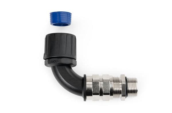 Hellermanntyton - Presse-étoupe coudé 90° HGL-90CG,Ø nominal 21, M20, PA66, noir, sachet 10 pcs