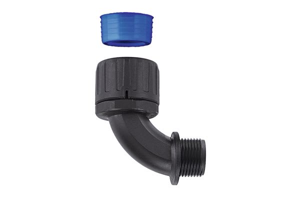 Hellermanntyton - Raccord coudé 90° HGL-90, Ø nominal 16, PG11, PA66, noir, sachet 10 pcs