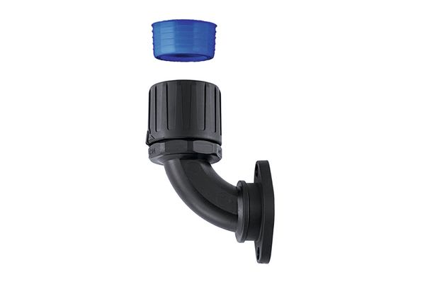 Hellermanntyton - Raccord coudé 90° HGL-90FL, Ø nominal 21, PA66, noir, sachet 10 pcs