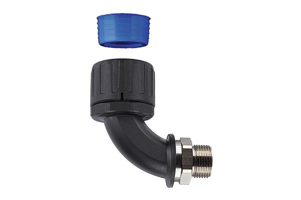 Hellermanntyton - Raccord coudé 90° HGL-90M, Ø nominal 21, PG13, PA66, noir, sachet 10 pcs