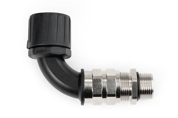 Hellermanntyton - Presse-étoupe coudé 90° HG-90CG,Ø nominal 21, PG16, PA66, noir, sachet 10 pcs