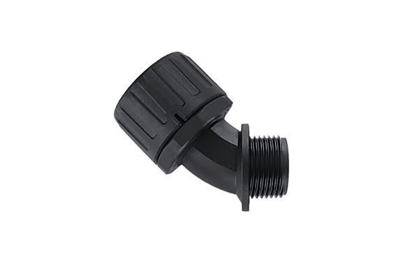 Hellermanntyton - Raccord coudé 45° HG-45, Ø nominal 21, PG16, PA66, noir, sachet 10 pcs