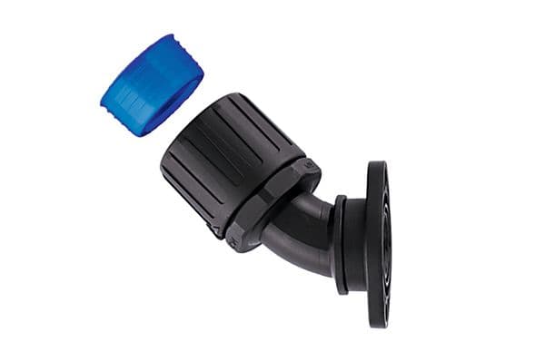 Hellermanntyton - Raccord coudé 45° HGL-45FL, Ø nominal 42, PA66, noir, sachet 2 pcs