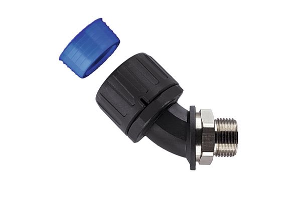 Hellermanntyton - Raccord coudé 45° HGL-45M, Ø nominal 21, PG13, PA66, noir, sachet 10 pcs