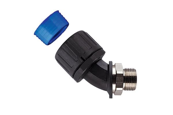 Hellermanntyton - Raccord coudé 45° HGL-45M, Ø nominal 16, PG11, PA66, noir, sachet 10 pcs