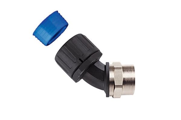 Hellermanntyton - Raccord coudé 45° HGL-45F, Ø nominal 28, M25, PA66, noir, sachet 10 pcs