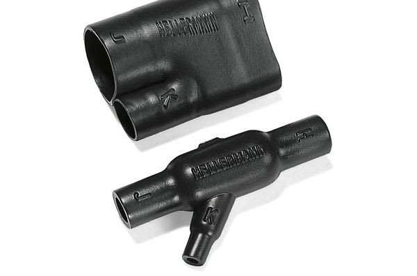 Hellermanntyton - Pièce thermo en Y à 45°avec adhésif , Ø entrée/sortie 27/14mm