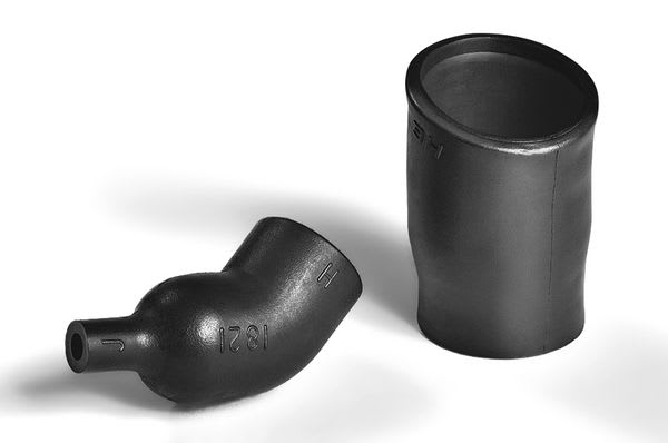 Hellermanntyton - Coude thermorétractable à 45° sans adhésif, Ø entrée-sortie 35,6/18-35,6/7,4mm