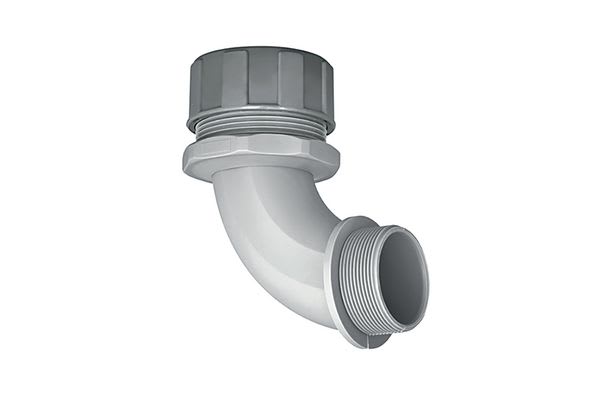 Hellermanntyton - Raccord coudé pour gaines PVC PSR-90, Ø nominal 40, M40, PA66, sachet 2 pcs
