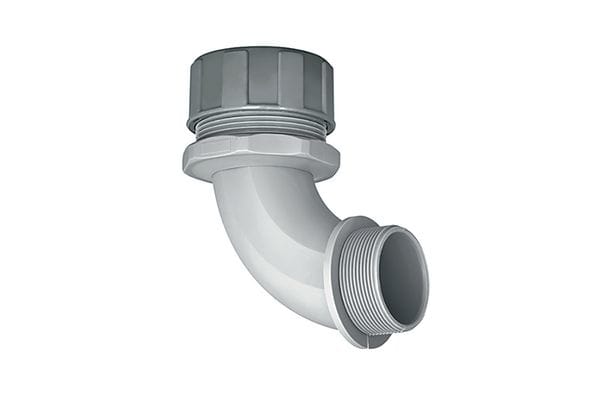 Hellermanntyton - Raccord coudé pour gaines PVC PSR-90, Ø nominal 16, M20, PA66, sachet 10 pcs