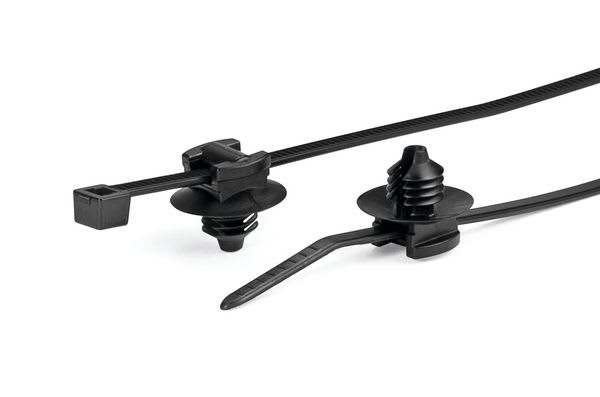Hellermanntyton - Lanière avec pied sapin 150x3.5mm Øtrou 6.4 à 7.1mm en PA66HIRHS noir -T30RFT6SD