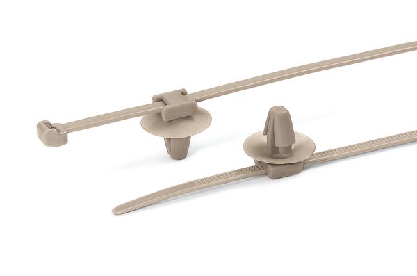 Hellermanntyton - Lanière de fixation 145x3.4 mm à pied ancre Ø 6.5 mm en PEEK beige - PT2AP2SFT65