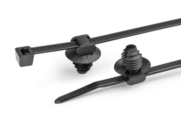 Hellermanntyton - Lanière avec pied sapin 200x4.6mm Øtrou 8 à 8.5mm en PA66HIRHS noir - T50RFT8GSD