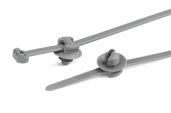 Hellermanntyton - Lanière avec pied sapin 200x4.6mm Øtrou 6.4 à 7.1mm en PA46 gris - T50ROSFT6SD