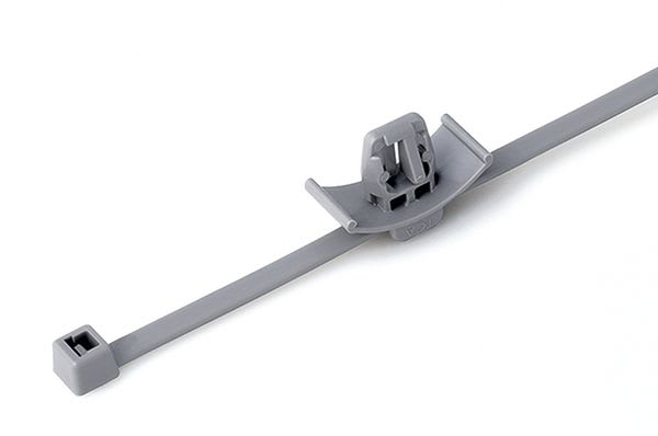 Hellermanntyton - Lanière avec pied ancre 200x4.6mm trou oblong 6.2x12.2mm en PA46 gris - T50RFT62